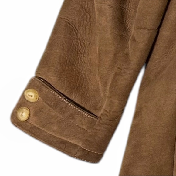 Vintage 70s Shearling California Spring Lamb Coat Double Breasted Sheepskin Tan - Picture 7 of 10